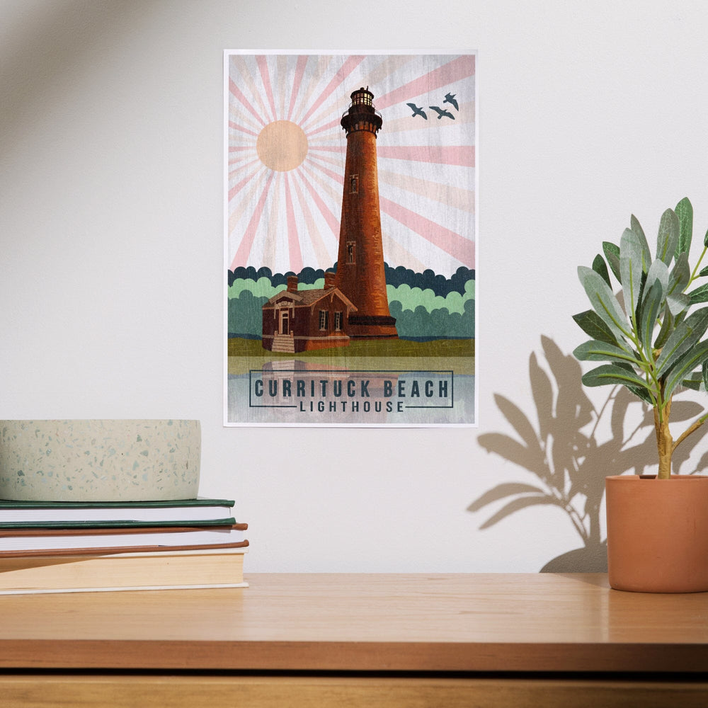 Outer Banks, North Carolina, Currituck Beach Lighthouse, Geometric Opacity Press, Art & Giclee Prints Art Lantern Press