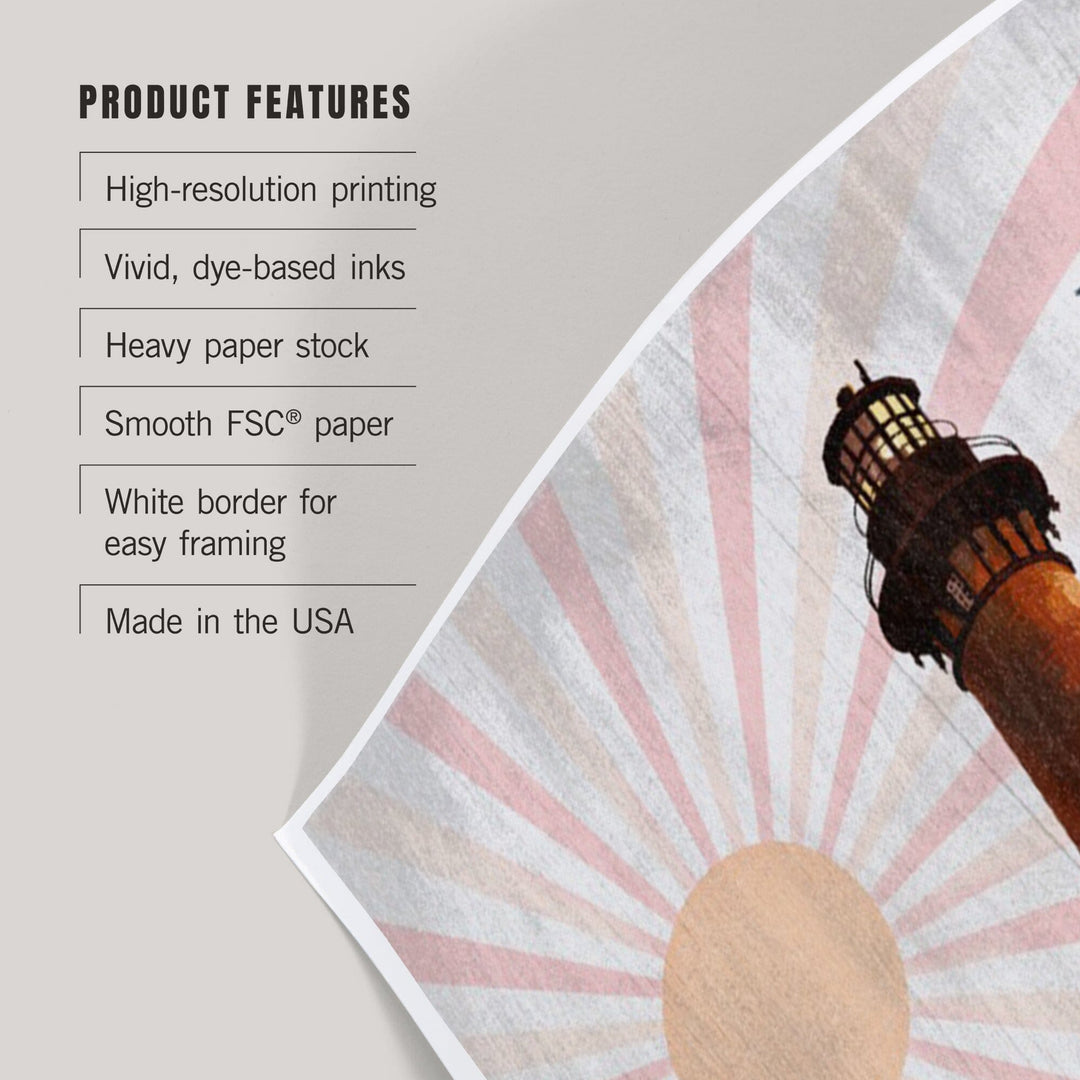 Outer Banks, North Carolina, Currituck Beach Lighthouse, Geometric Opacity Press, Art & Giclee Prints Art Lantern Press