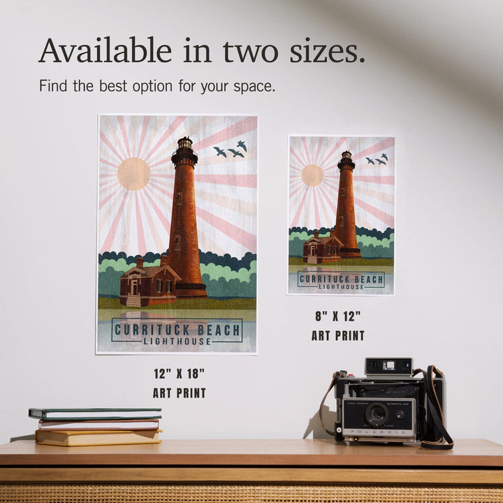 Outer Banks, North Carolina, Currituck Beach Lighthouse, Geometric Opacity Press, Art & Giclee Prints Art Lantern Press