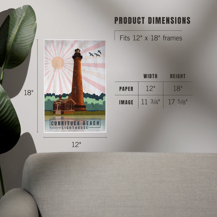 Outer Banks, North Carolina, Currituck Beach Lighthouse, Geometric Opacity Press, Art & Giclee Prints Art Lantern Press