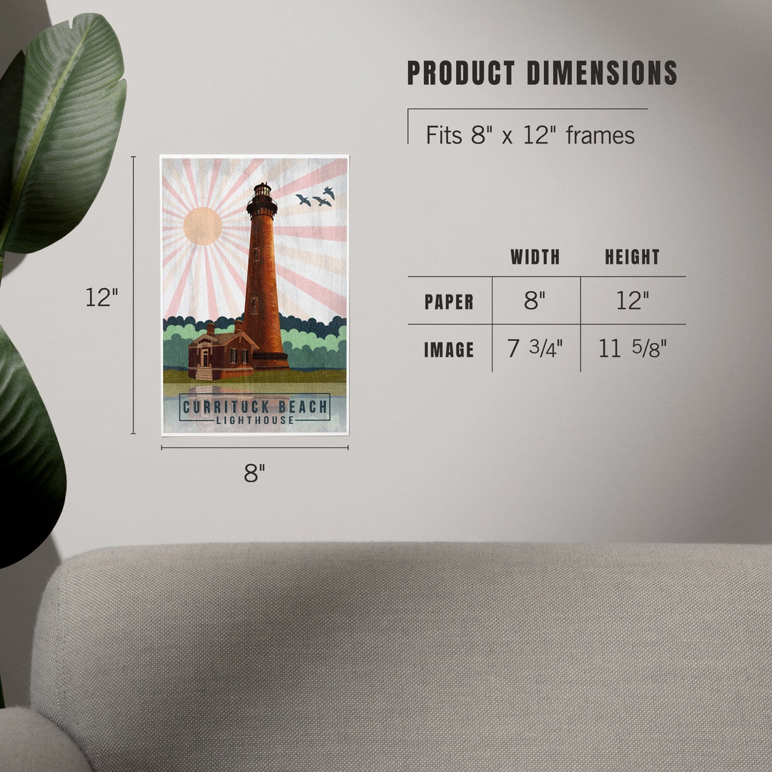 Outer Banks, North Carolina, Currituck Beach Lighthouse, Geometric Opacity Press, Art & Giclee Prints Art Lantern Press
