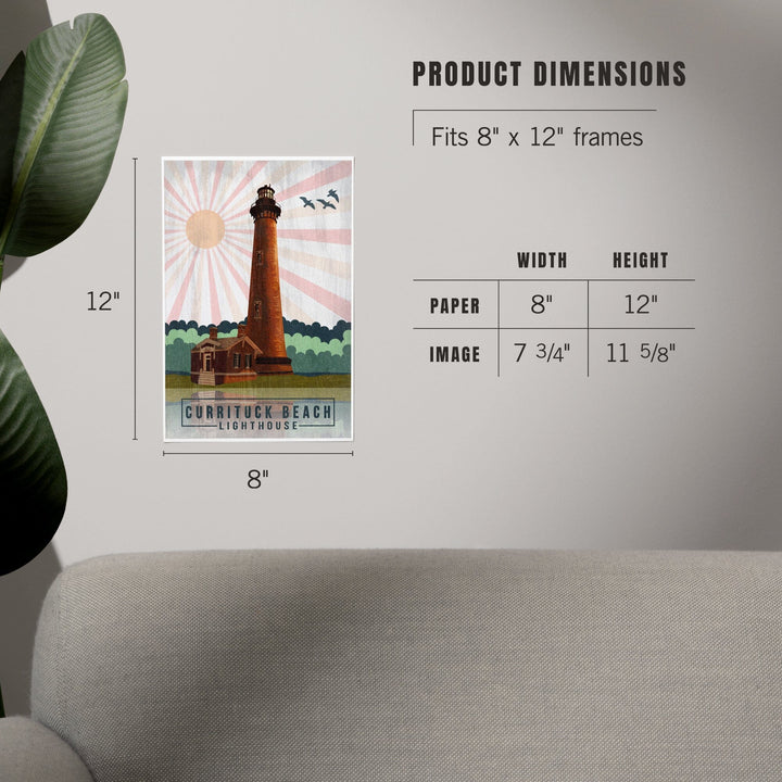 Outer Banks, North Carolina, Currituck Beach Lighthouse, Geometric Opacity Press, Art & Giclee Prints Art Lantern Press