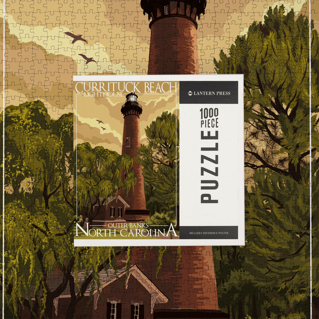 Outer Banks, North Carolina, Currituck Beach Lighthouse, Jigsaw Puzzle Puzzle Lantern Press