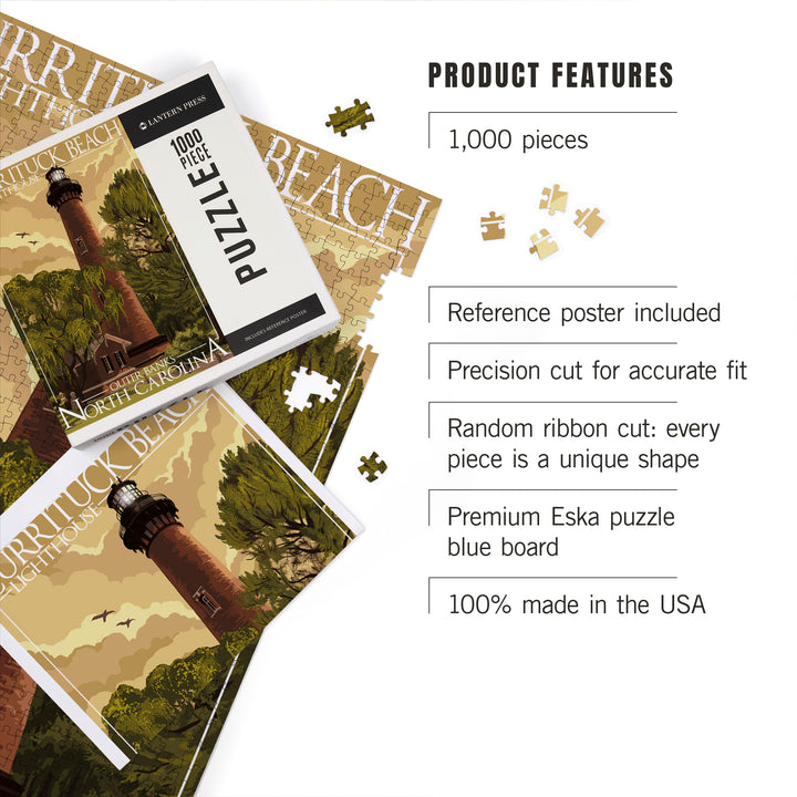 Outer Banks, North Carolina, Currituck Beach Lighthouse, Jigsaw Puzzle Puzzle Lantern Press