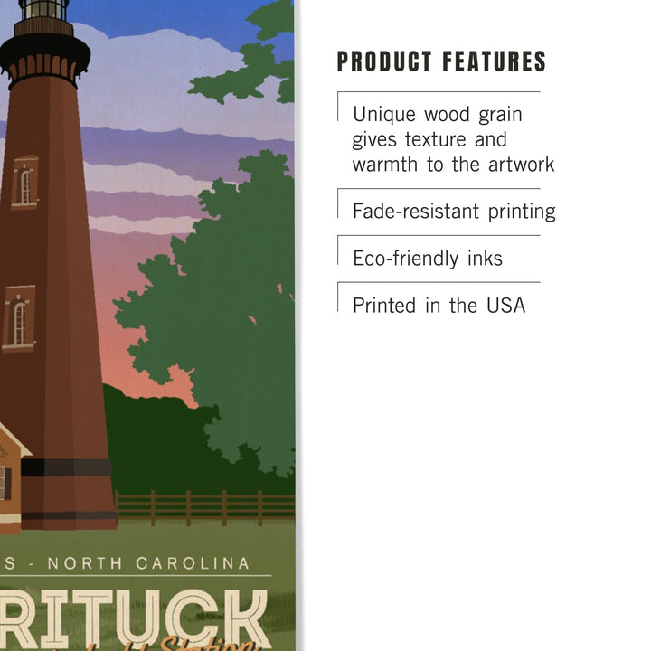 Outer Banks, North Carolina, Currituck Beach Lighthouse, Vector Style, Lantern Press Artwork, Wood Signs and Postcards Wood Lantern Press