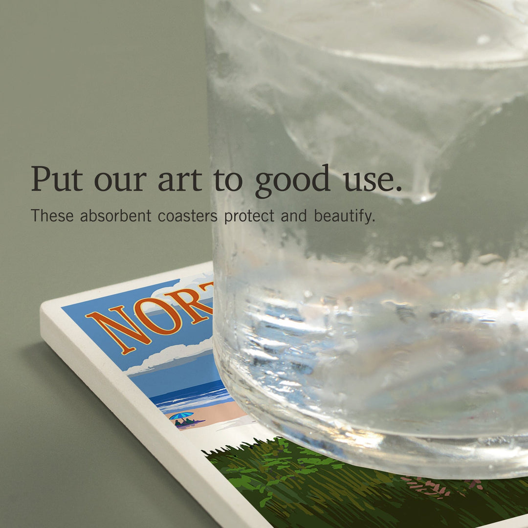 Outer Banks, North Carolina, Destination Signpost, Coasters Coasters Lantern Press