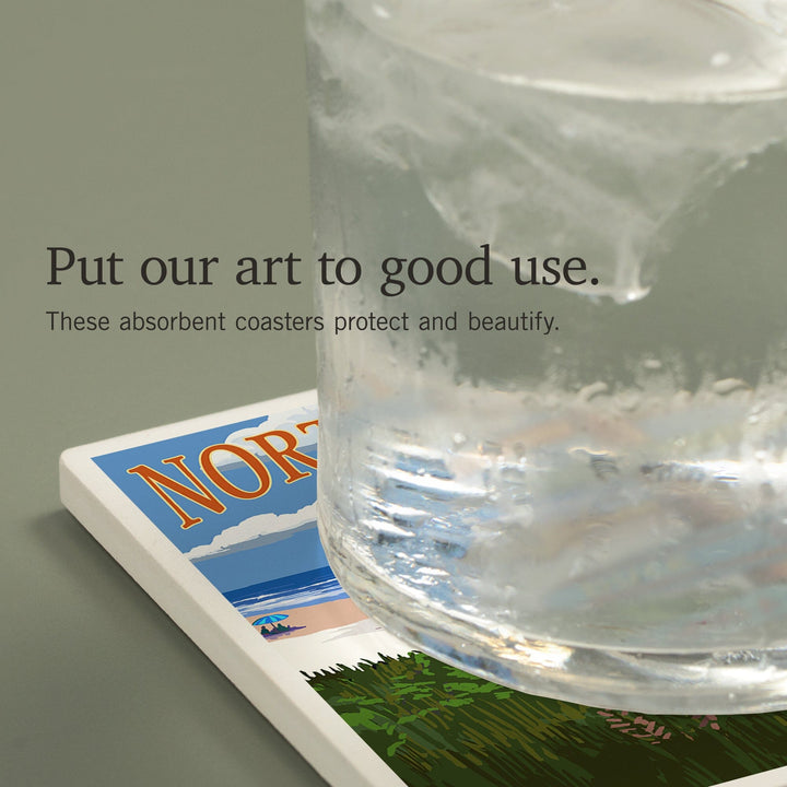 Outer Banks, North Carolina, Destination Signpost, Coasters Coasters Lantern Press