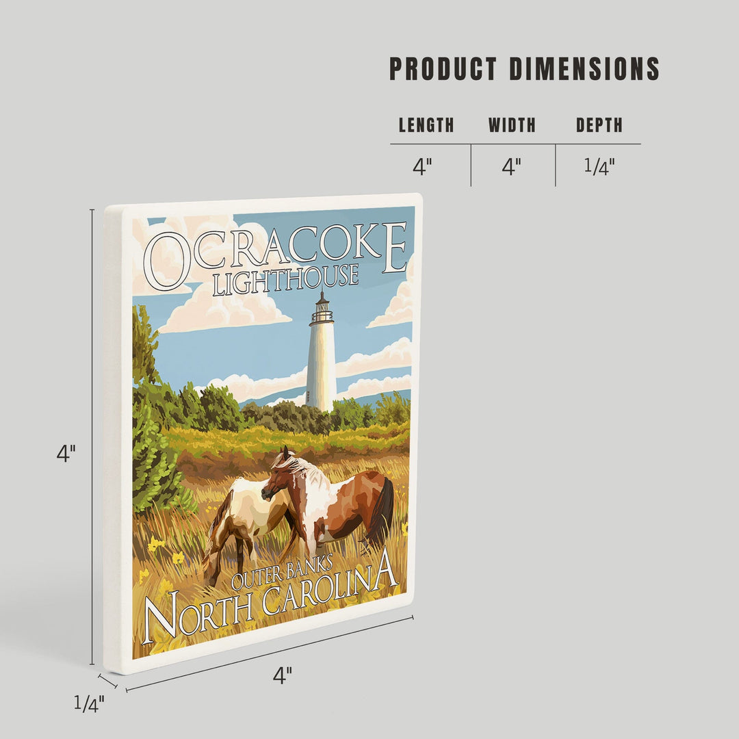 Outer Banks, North Carolina, Ocracoke Lighthouse, Coasters Coasters Lantern Press