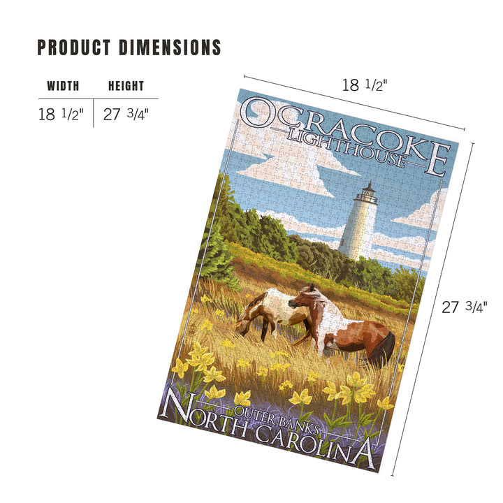 Outer Banks, North Carolina, Ocracoke Lighthouse, Jigsaw Puzzle Puzzle Lantern Press