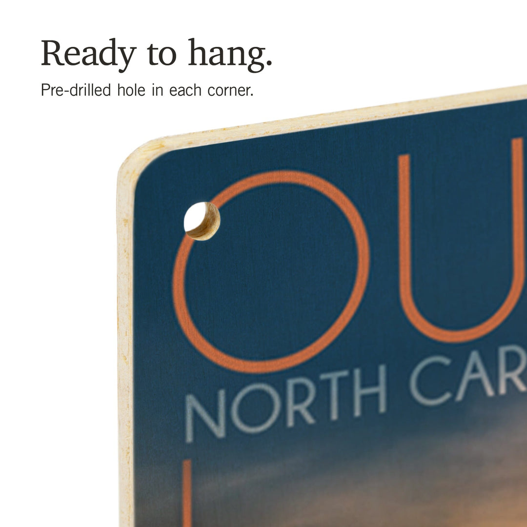 Outer Banks, North Carolina, Pier & Sunset, Lantern Press Photography, Wood Signs and Postcards Wood Lantern Press