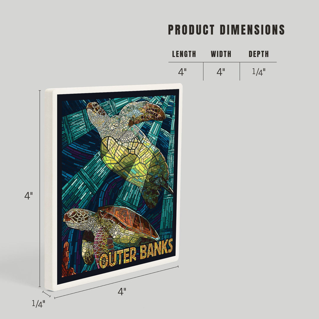 Outer Banks, North Carolina, Sea Turtle Mosaic, Coasters Coasters Lantern Press