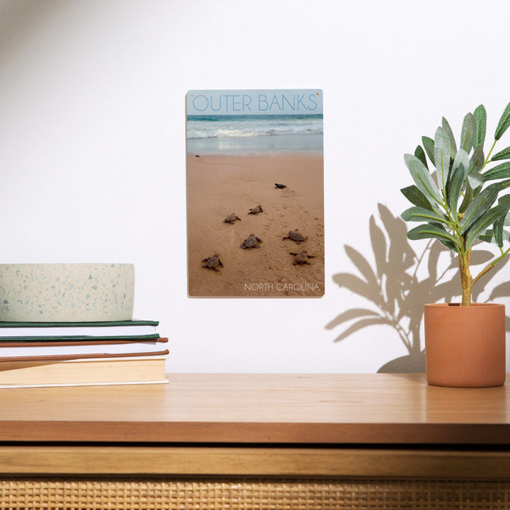 Outer Banks, North Carolina, Sea Turtles Hatching, Lantern Press Photography, Wood Signs and Postcards Wood Lantern Press