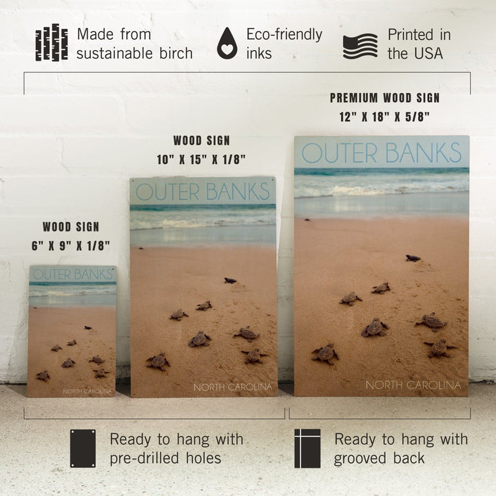 Outer Banks, North Carolina, Sea Turtles Hatching, Lantern Press Photography, Wood Signs and Postcards Wood Lantern Press