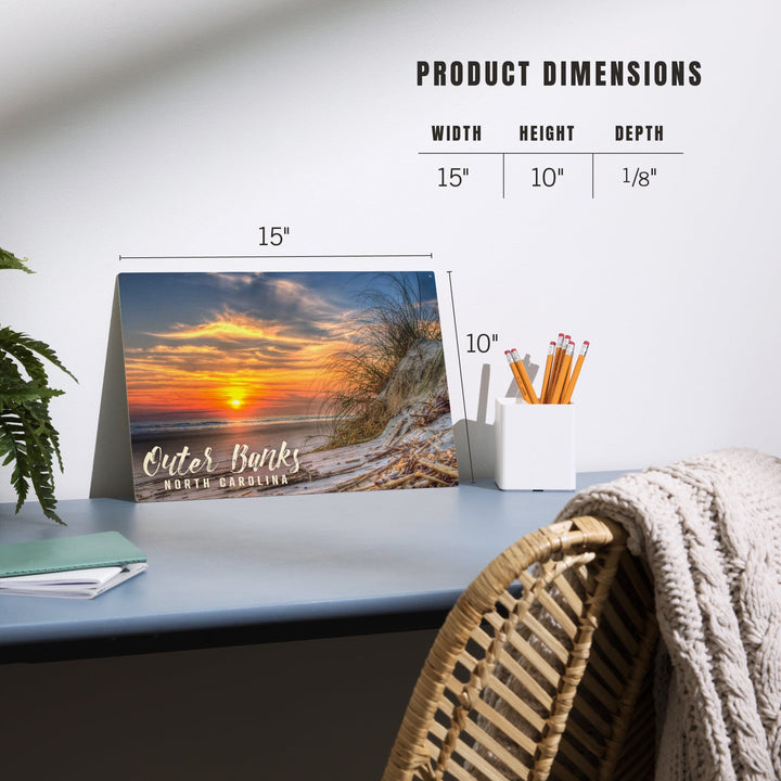 Outer Banks, North Carolina, Sunset on Beach, Lantern Press Photography, Wood Signs and Postcards Wood Lantern Press