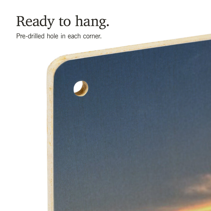 Outer Banks, North Carolina, Sunset on Beach, Lantern Press Photography, Wood Signs and Postcards Wood Lantern Press