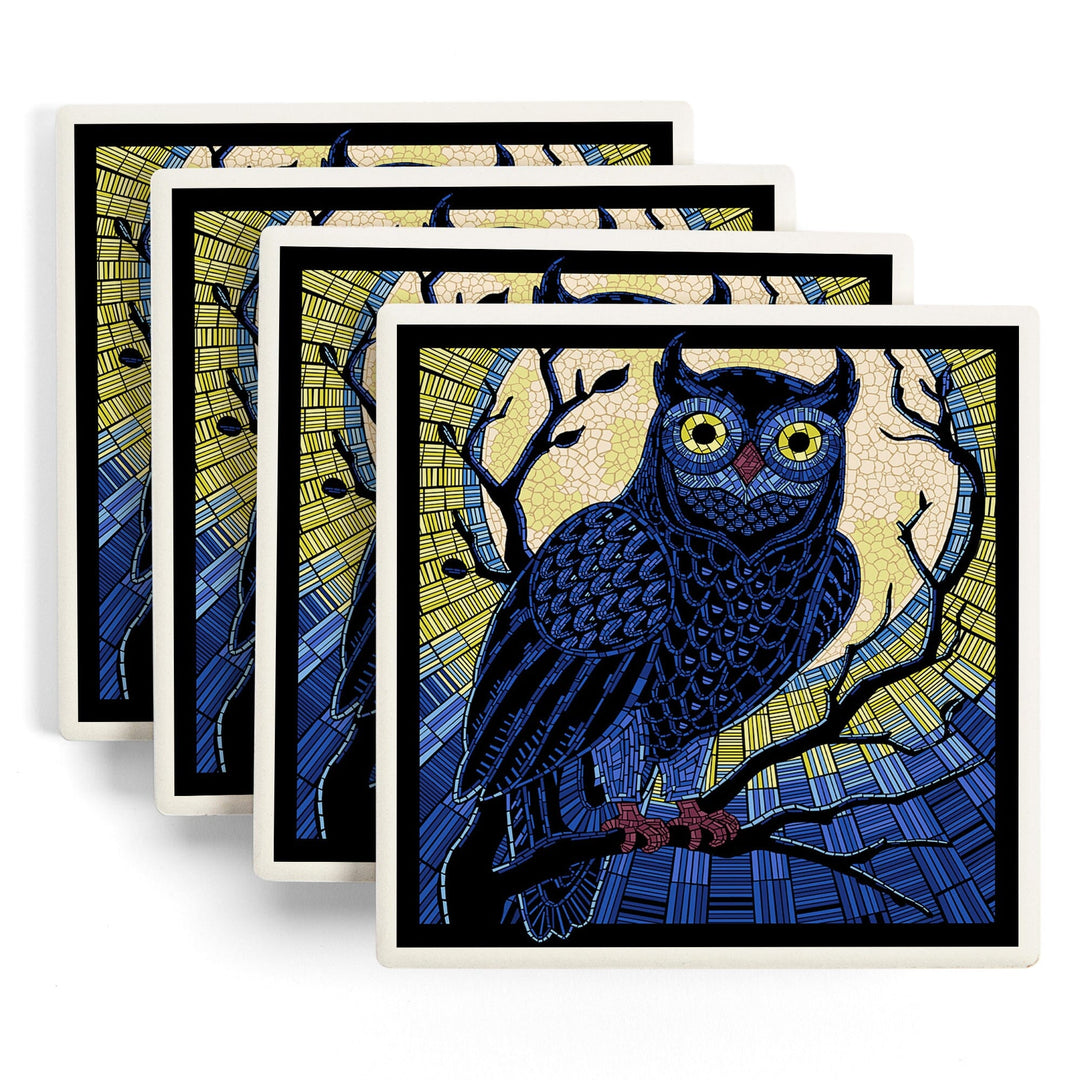 Owl, Paper Mosaic, Coasters Coasters Lantern Press