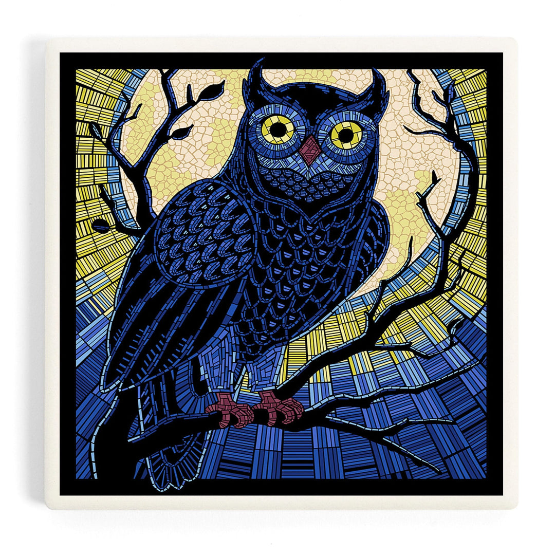 Owl, Paper Mosaic, Coasters Coasters Lantern Press Coaster