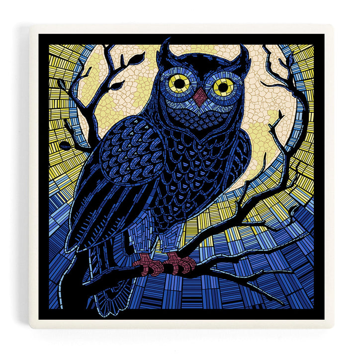 Owl, Paper Mosaic, Coasters Coasters Lantern Press Coaster