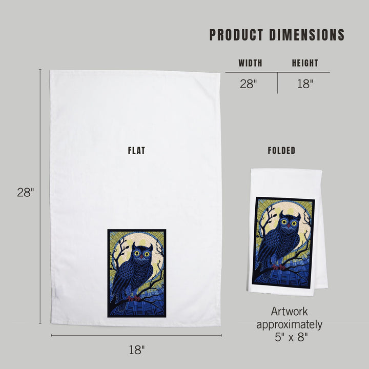 Owl, Paper Mosaic, Organic Cotton Kitchen Tea Towels Kitchen Lantern Press