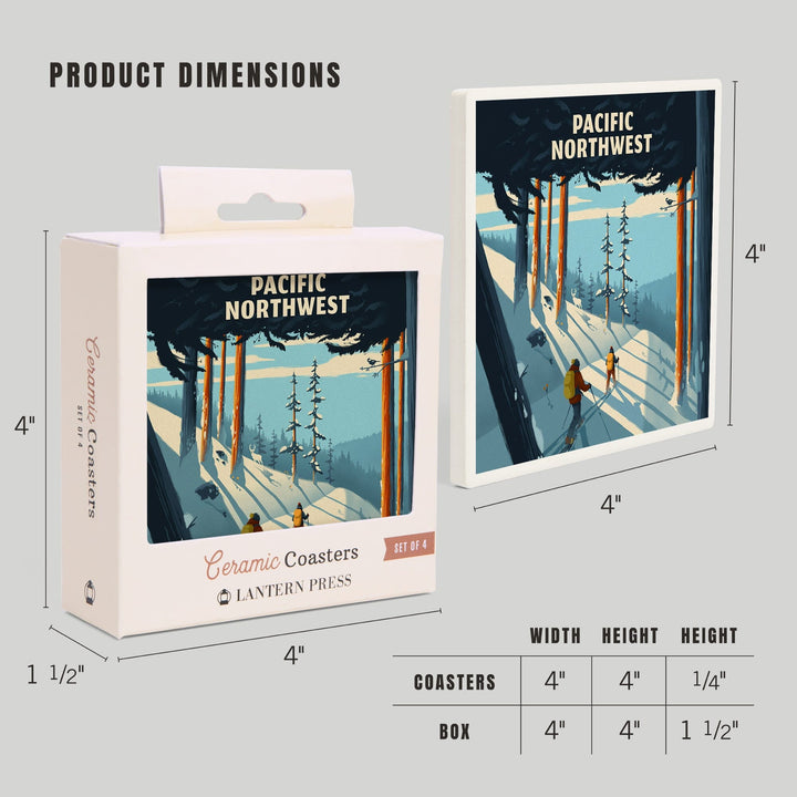 Pacific Northwest, Better on Foot, Snowshoeing, Coasters Coasters Lantern Press