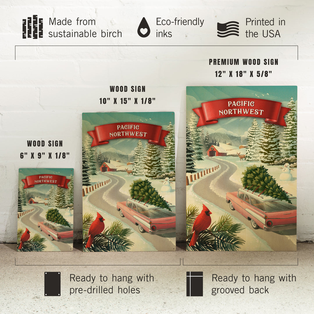 Pacific Northwest, Christmas Holiday Tradition, Wood Signs and Postcards Wood Lantern Press