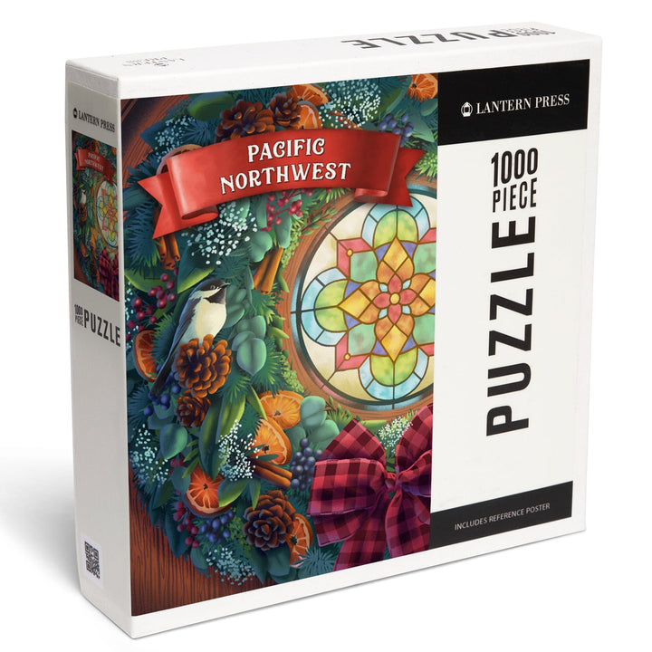 Pacific Northwest, Front Door with Wreath, Jigsaw Puzzle Puzzle Lantern Press