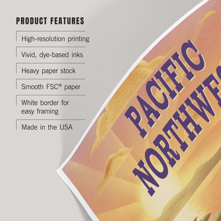 Pacific Northwest, Lithograph, Bear and Spring Flowers, Lake, Art & Giclee Prints Art Lantern Press