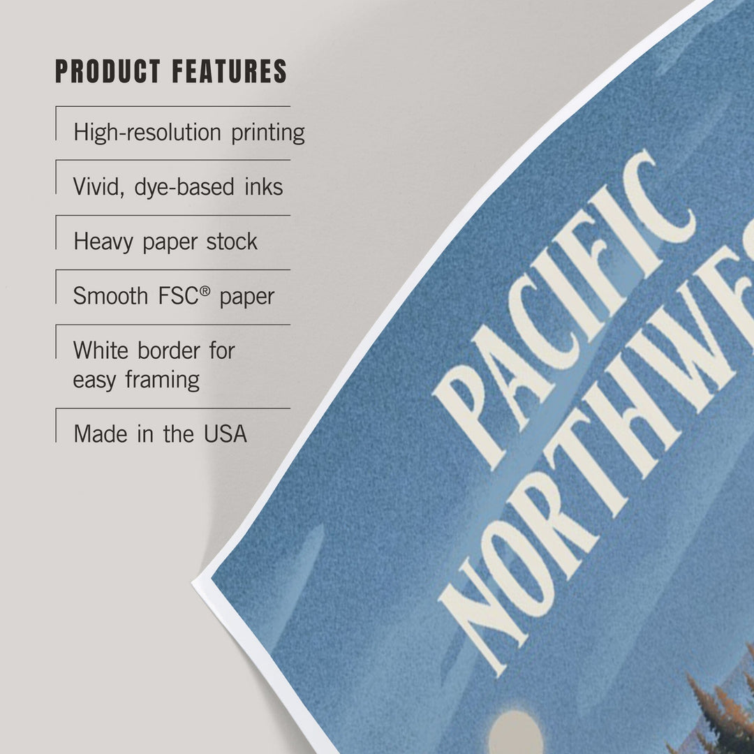 Pacific Northwest, Lithograph, Reflection Pond and Bull Moose, Art & Giclee Prints Art Lantern Press