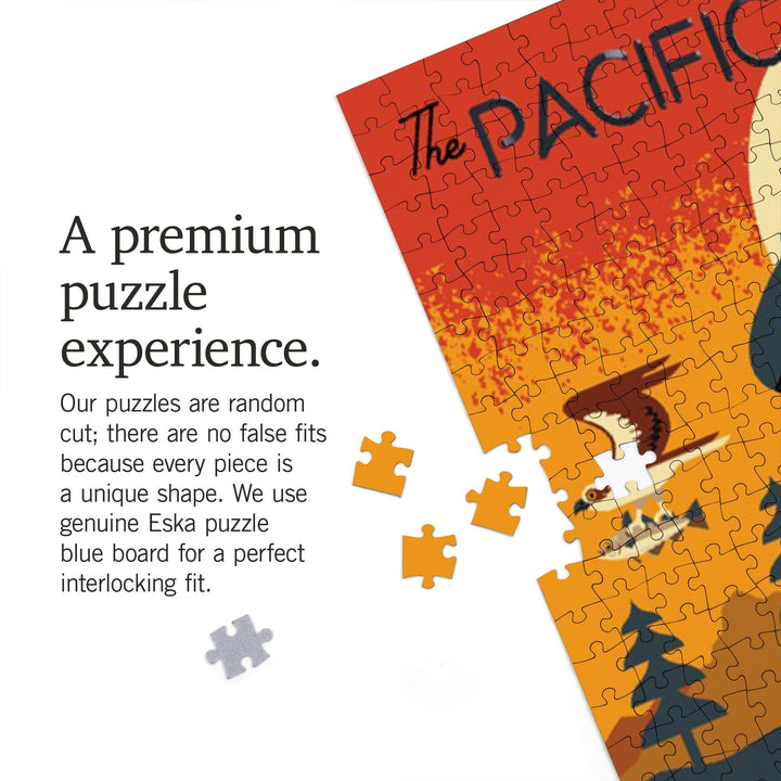 Pacific Northwest, Marine Animals, Geometric, Jigsaw Puzzle Puzzle Lantern Press 