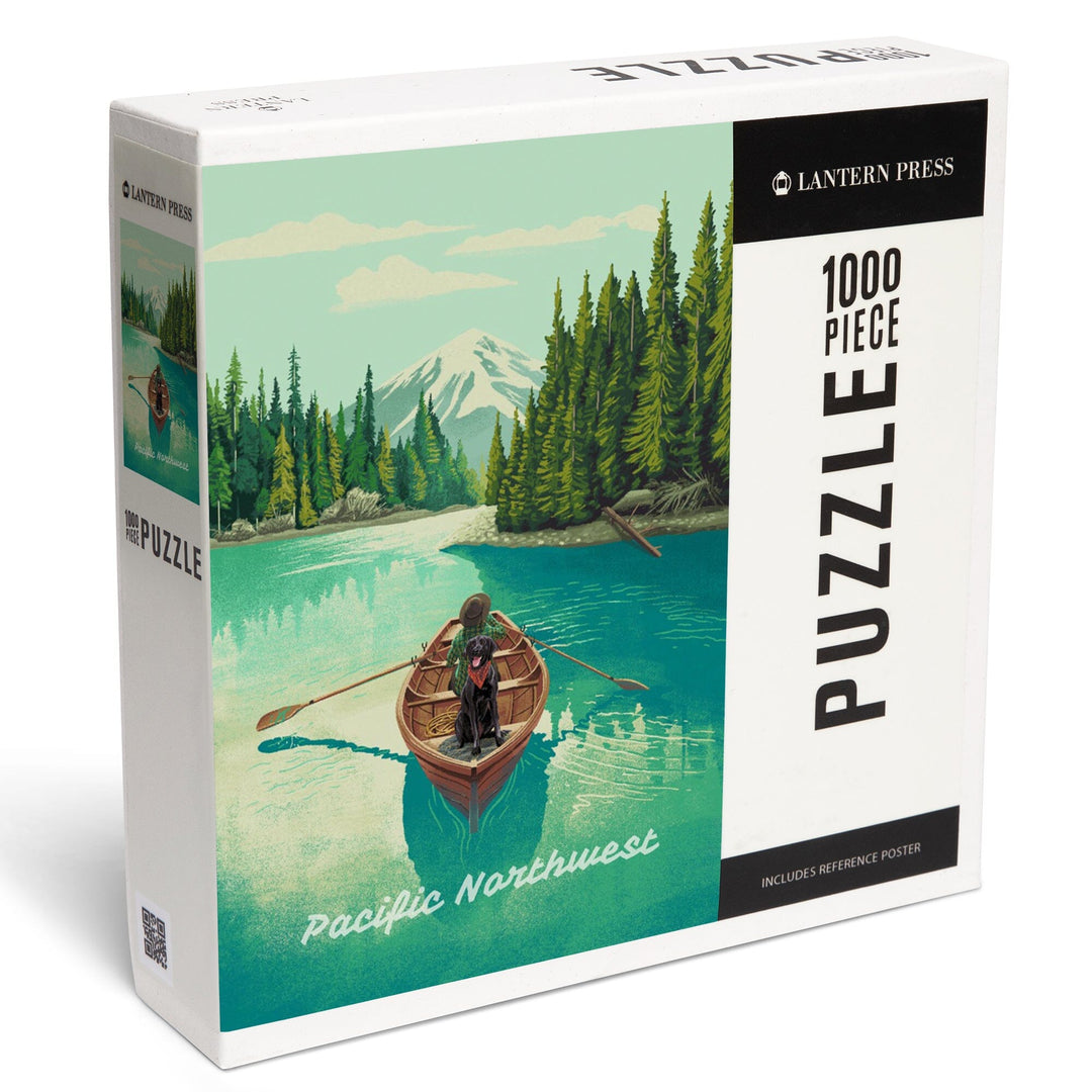 Pacific Northwest, Quiet Explorer, Boating, Mountain, Jigsaw Puzzle Puzzle Lantern Press