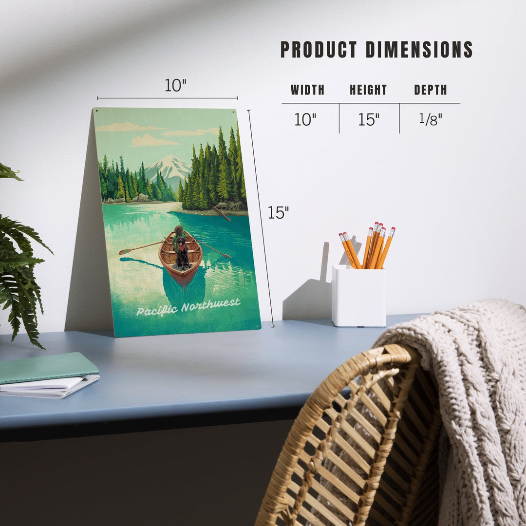 Pacific Northwest, Quiet Explorer, Boating, Mountain, Wood Signs and Postcards Wood Lantern Press