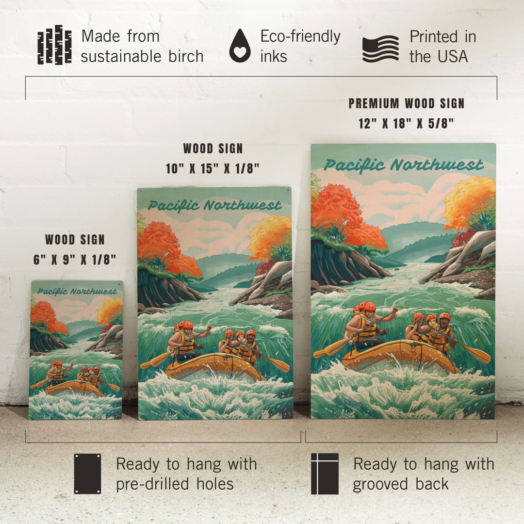 Pacific Northwest, Seek Adventure, River Rafting, Wood Signs and Postcards Wood Lantern Press