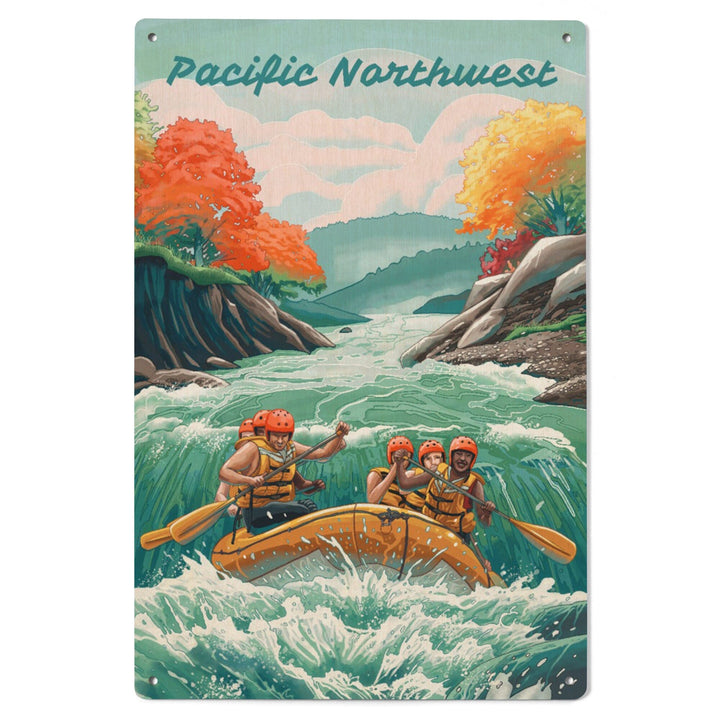 Pacific Northwest, Seek Adventure, River Rafting, Wood Signs and Postcards Wood Lantern Press