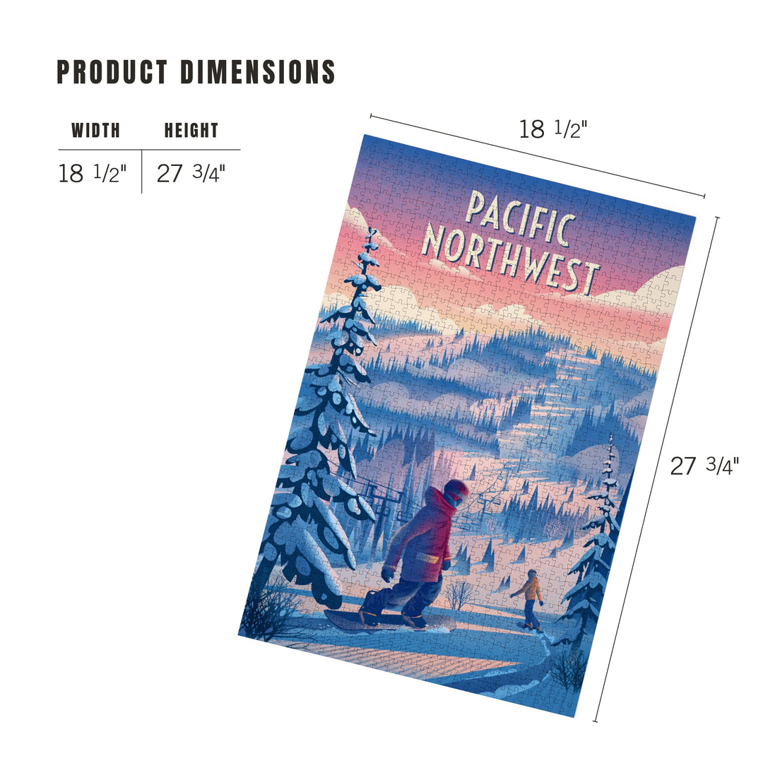 Pacific Northwest, Shred the Gnar, Snowboarding, Jigsaw Puzzle Puzzle Lantern Press