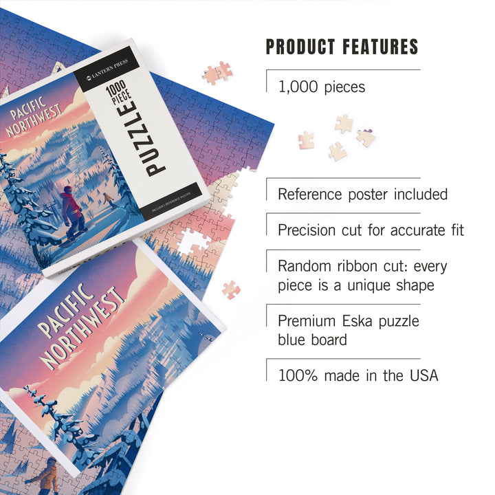 Pacific Northwest, Shred the Gnar, Snowboarding, Jigsaw Puzzle Puzzle Lantern Press