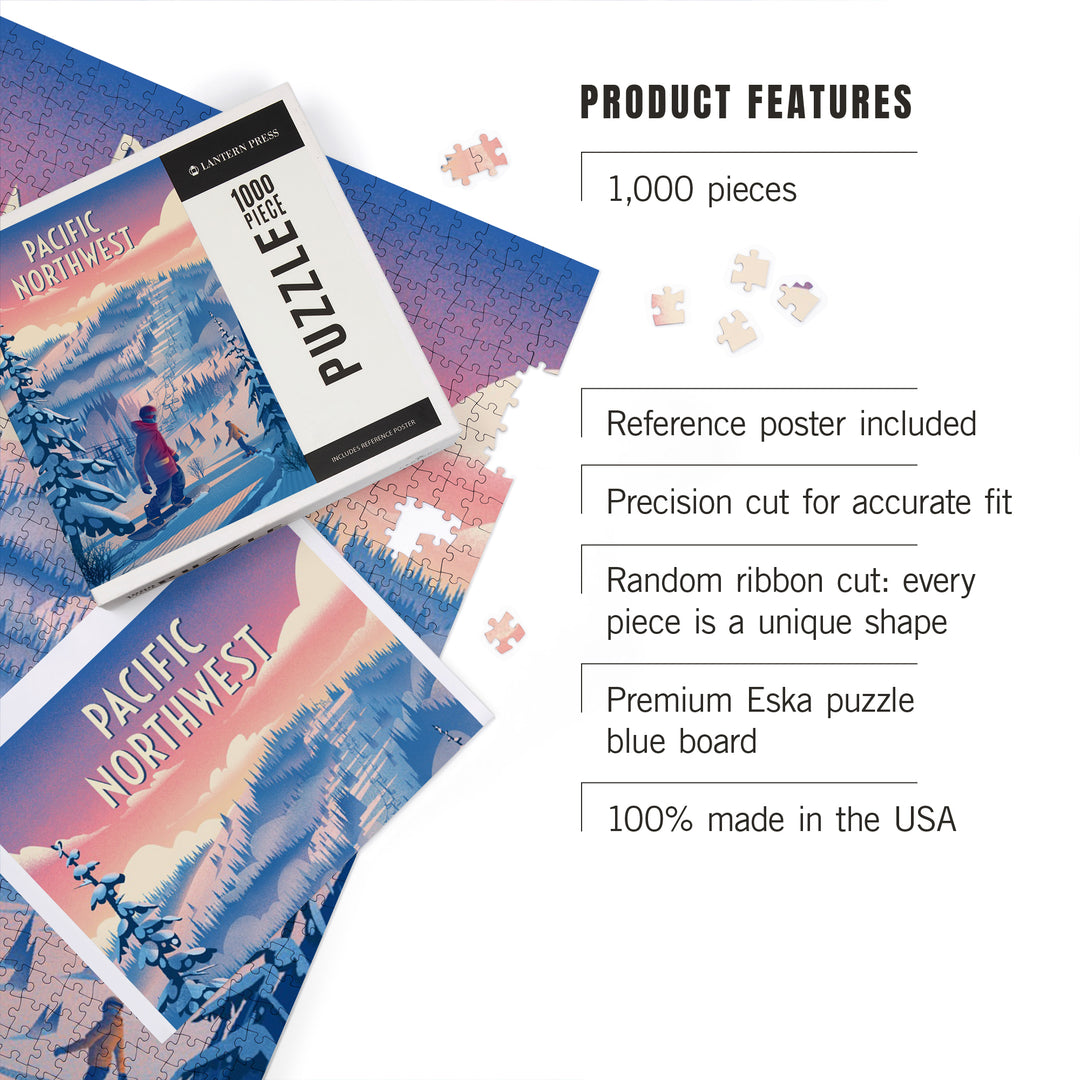 Pacific Northwest, Shred the Gnar, Snowboarding, Jigsaw Puzzle Puzzle Lantern Press