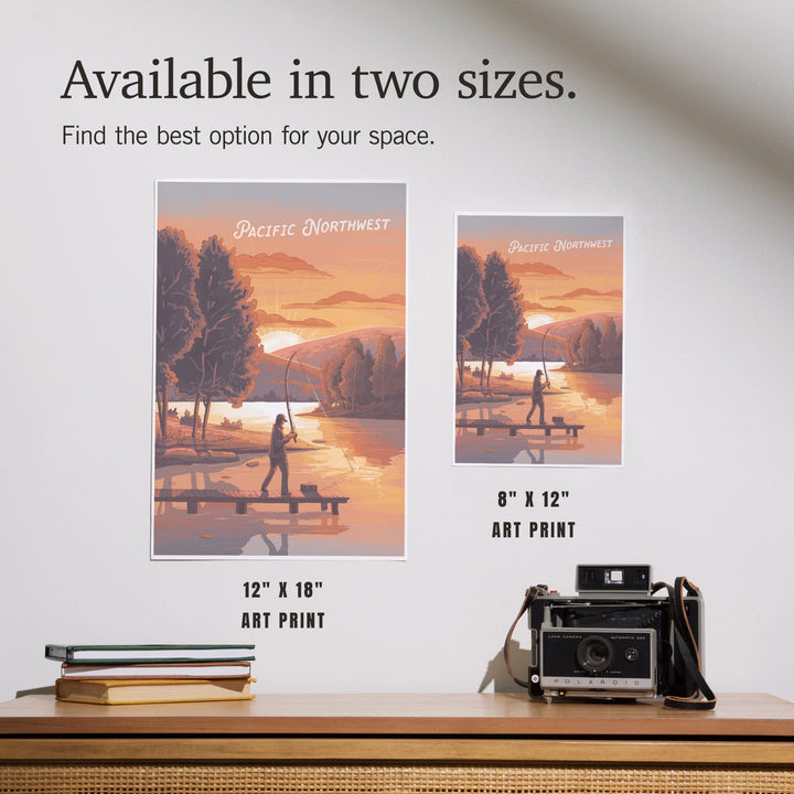 Pacific Northwest, This is Living, Fishing with Hills, Art & Giclee Prints Art Lantern Press