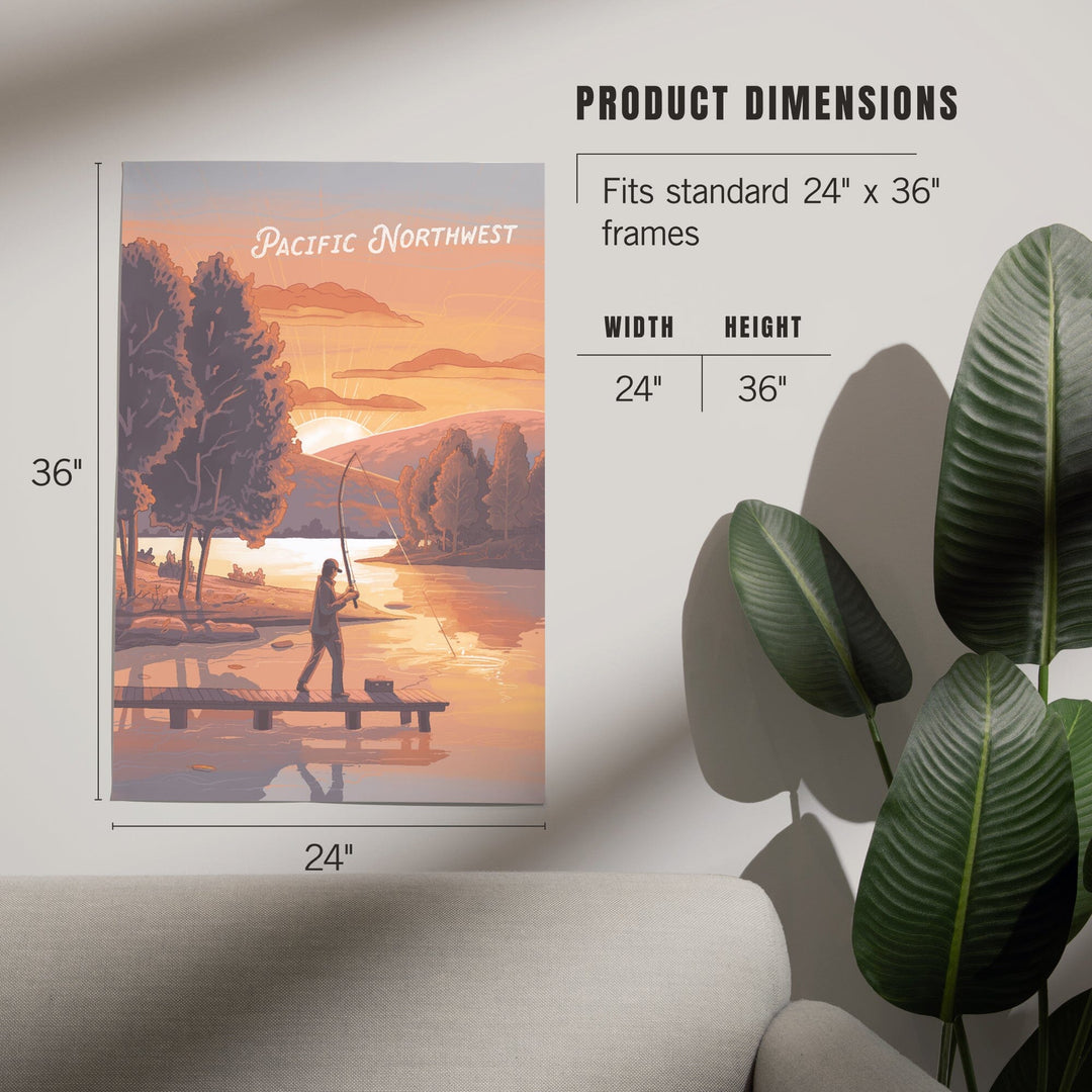 Pacific Northwest, This is Living, Fishing with Hills, Art & Giclee Prints Art Lantern Press