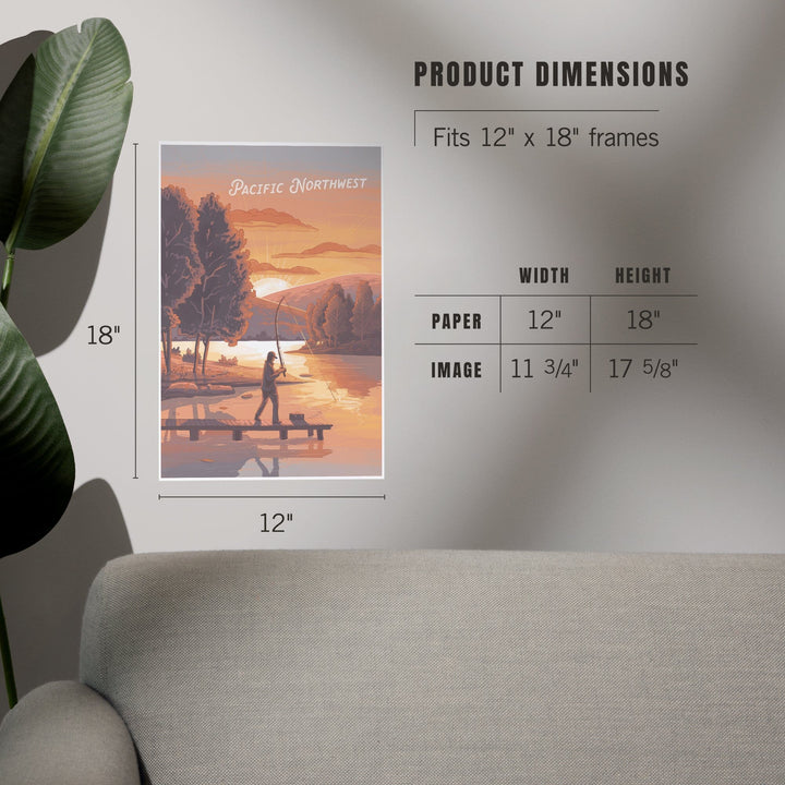 Pacific Northwest, This is Living, Fishing with Hills, Art & Giclee Prints Art Lantern Press