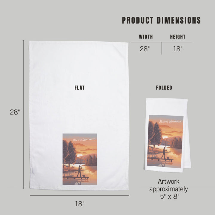 Pacific Northwest, This is Living, Fishing with Hills, Organic Cotton Kitchen Tea Towels Kitchen Lantern Press