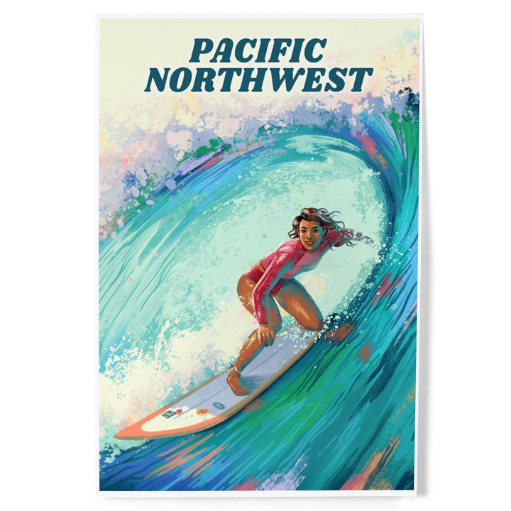 Pacific Northwest, Vitamin Sea, Coastal Series, Surfer Girl, Art & Giclee Prints Art Lantern Press 12 x 18 Art Print