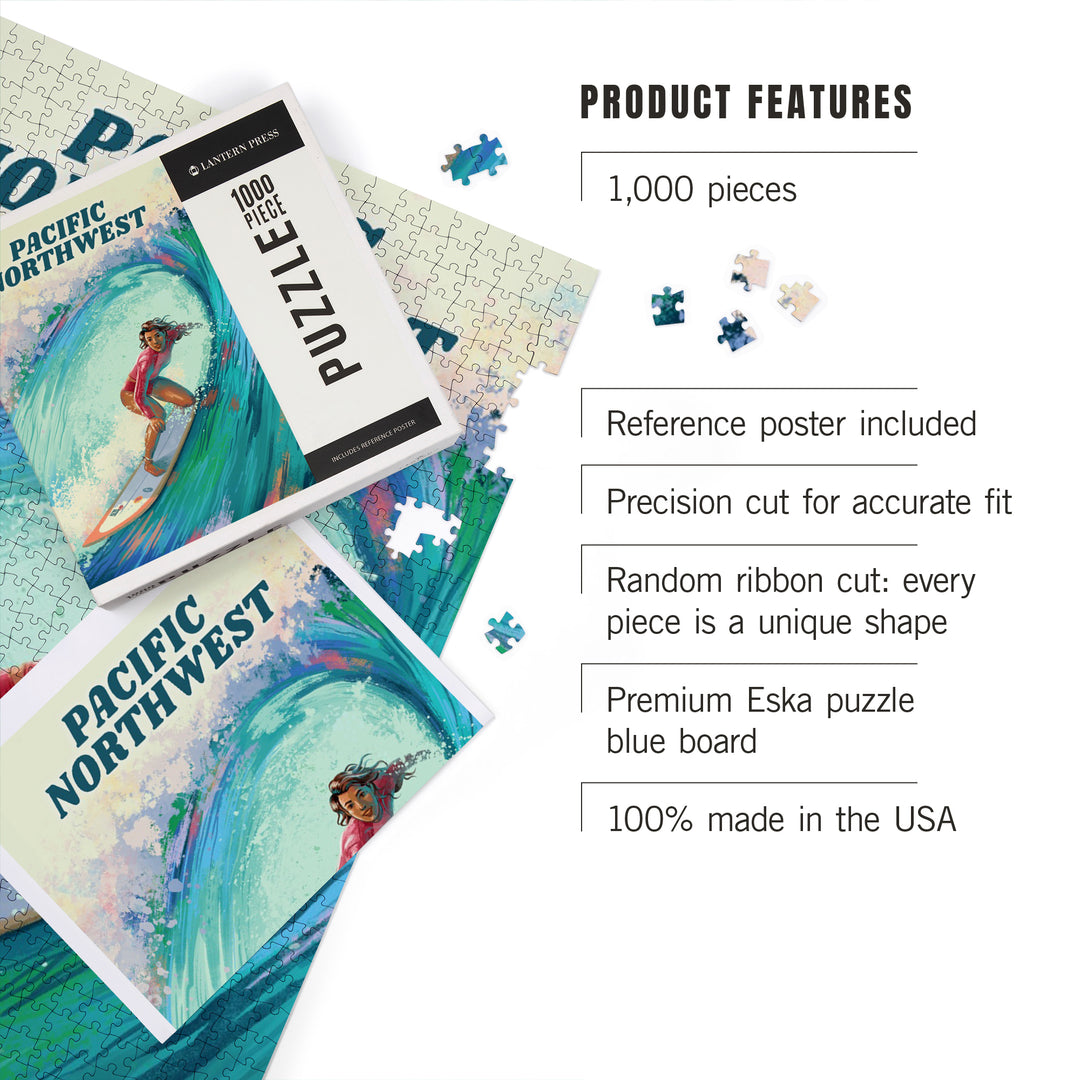 Pacific Northwest, Vitamin Sea, Coastal Series, Surfer Girl, Jigsaw Puzzle Puzzle Lantern Press