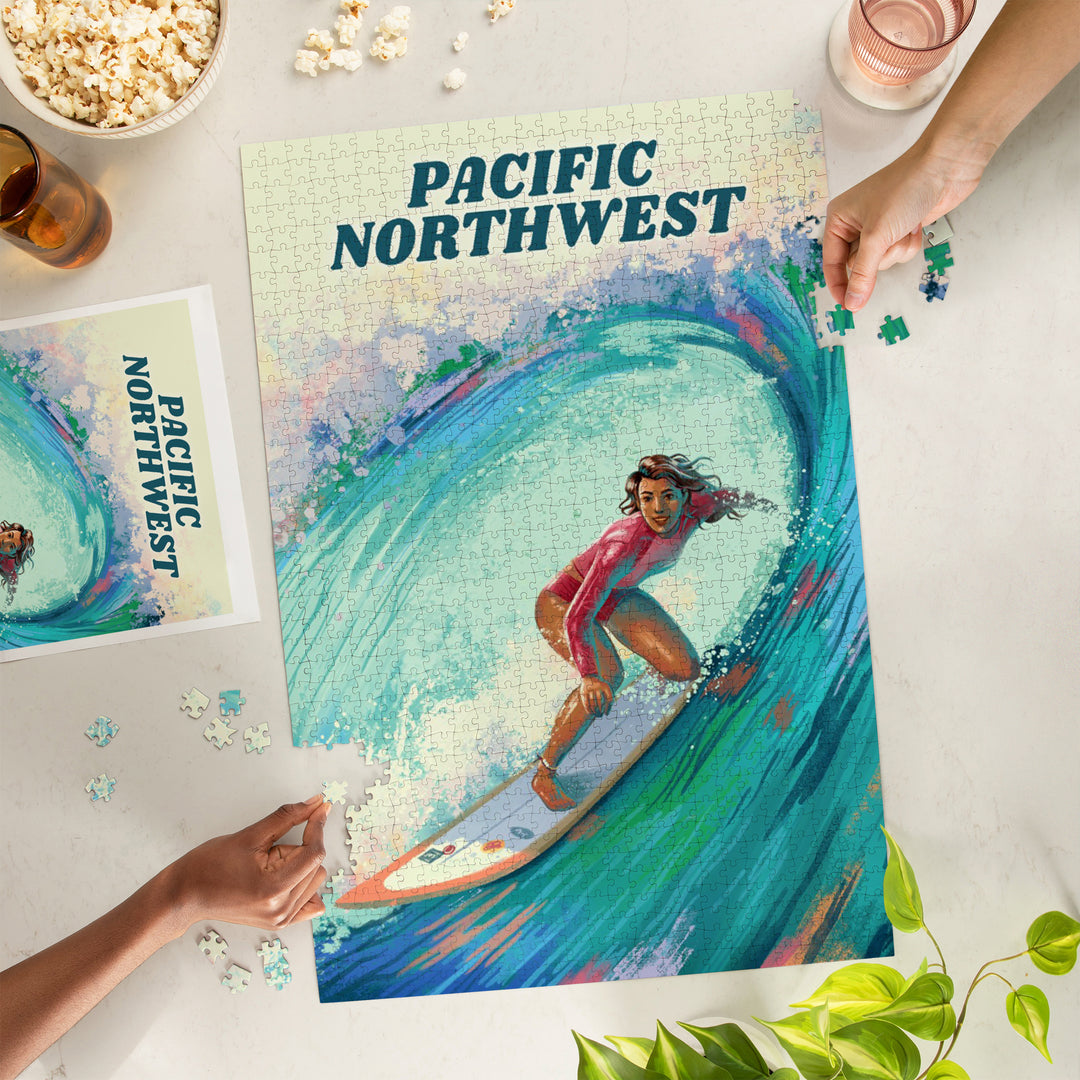 Pacific Northwest, Vitamin Sea, Coastal Series, Surfer Girl, Jigsaw Puzzle Puzzle Lantern Press