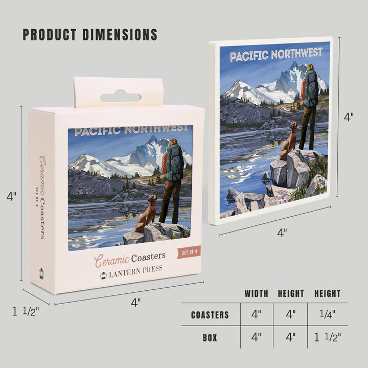 Pacific Northwest, Washington, Painterly, Get Out and Hike, Coasters Coasters Lantern Press
