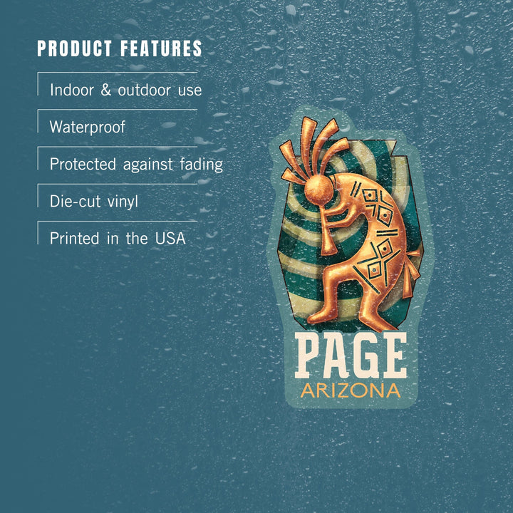 Page, Arizona, Kokopelli, Contour, Vinyl Sticker Sticker Lantern Press