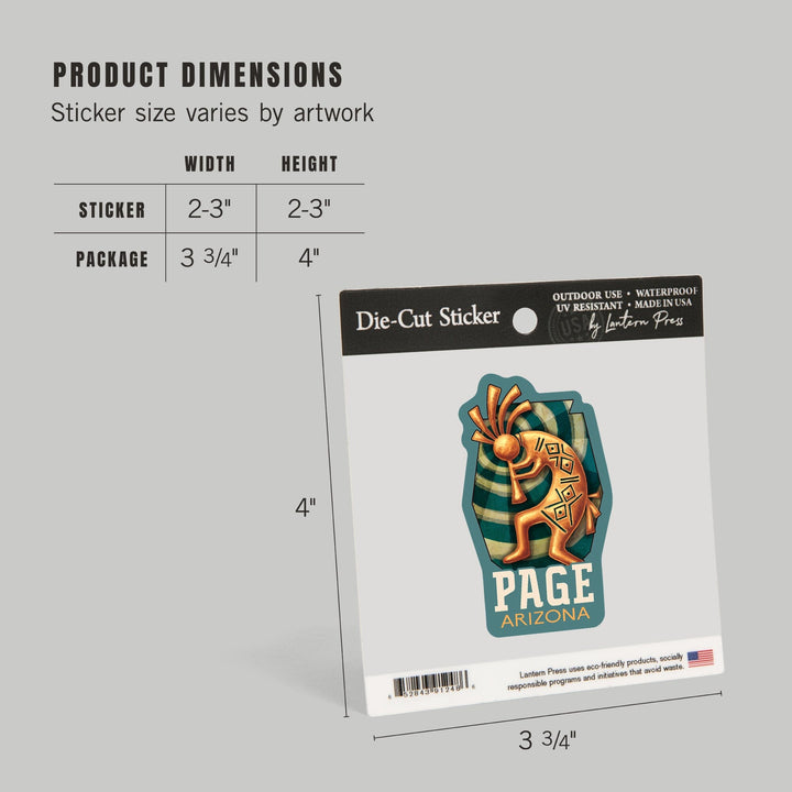 Page, Arizona, Kokopelli, Contour, Vinyl Sticker Sticker Lantern Press