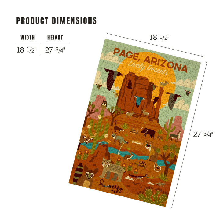 Page, Arizona, Lively Deserts, Geometric, Jigsaw Puzzle Puzzle Lantern Press