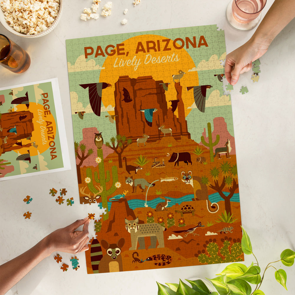 Page, Arizona, Lively Deserts, Geometric, Jigsaw Puzzle Puzzle Lantern Press