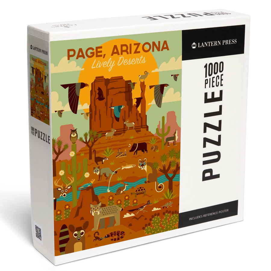 Page, Arizona, Lively Deserts, Geometric, Jigsaw Puzzle Puzzle Lantern Press