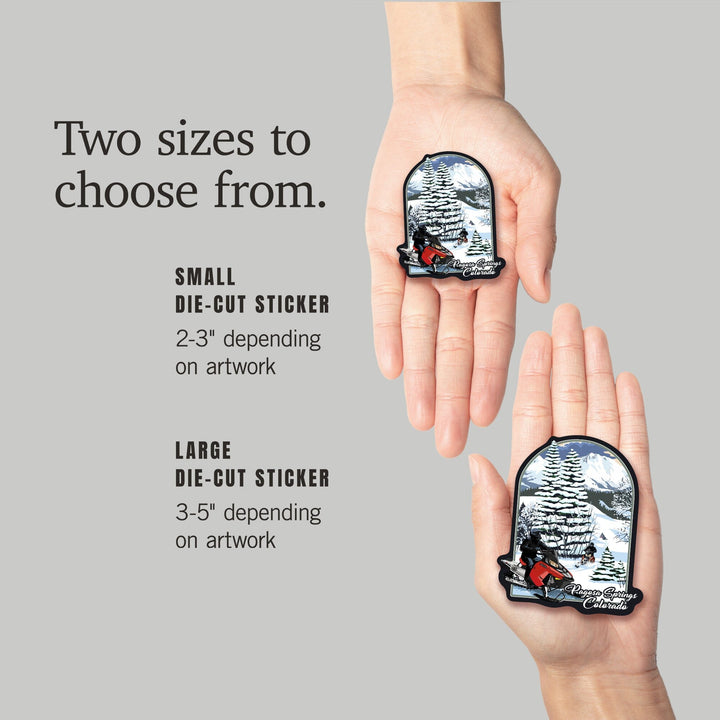Pagosa Springs, Colorado, Snowmobile Scene, Contour, Vinyl Sticker Sticker Lantern Press